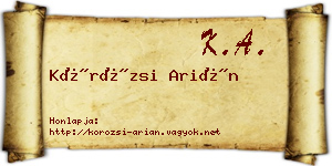 Körözsi Arián névjegykártya